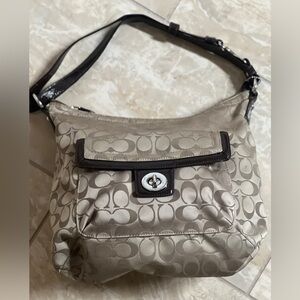 2012 Coach Signature Jacquard Hobo Shoulder Bag
